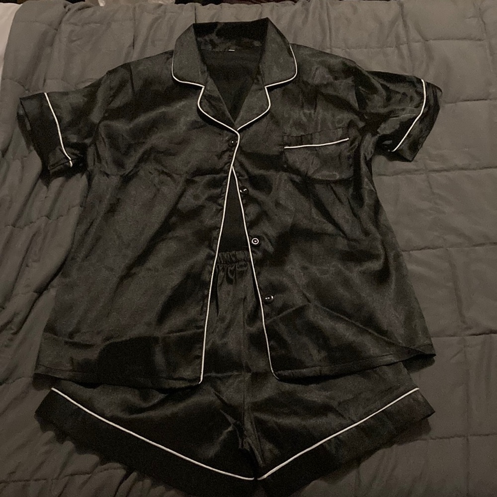Black Satin PJs - NEVER WORN - says Large but feels like Medium